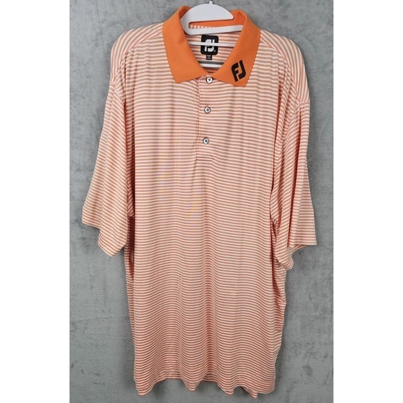 FootJoy Other - FootJoy Mens ProDry Golf Polo Shirt Large Orange White‎ Striped Short Sleeve FJ
